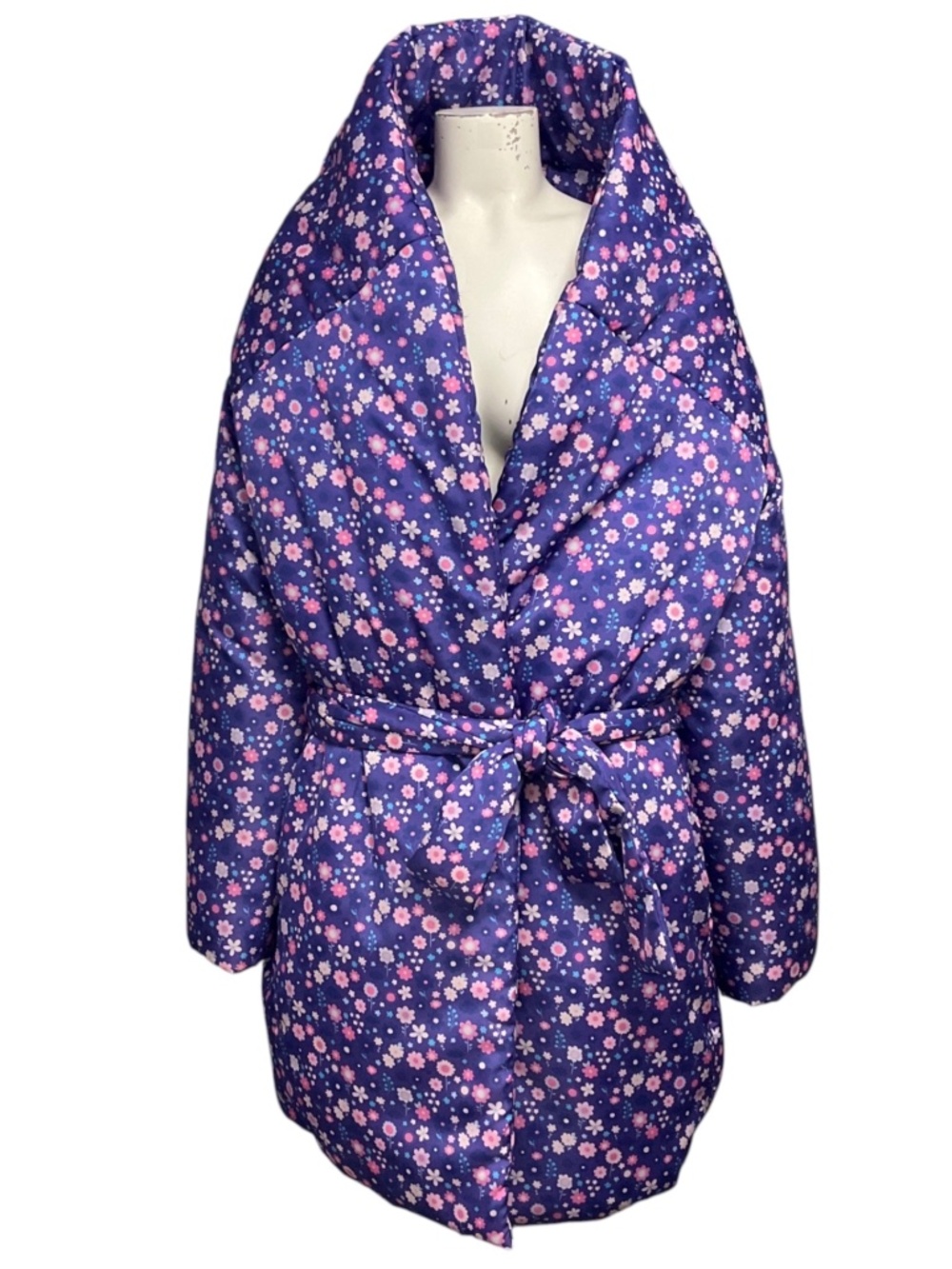 BALENCIAGA PURPLE / LILAC GRAPHIC FLOWER SCOOTER COAT